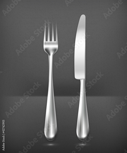 Table knife and fork, vector