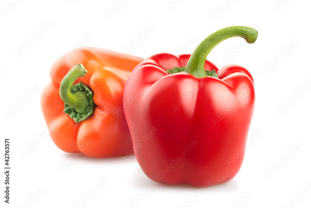 fresh pepper vegetables isolated on white background