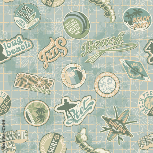 Beach vintage patch seamless pattern