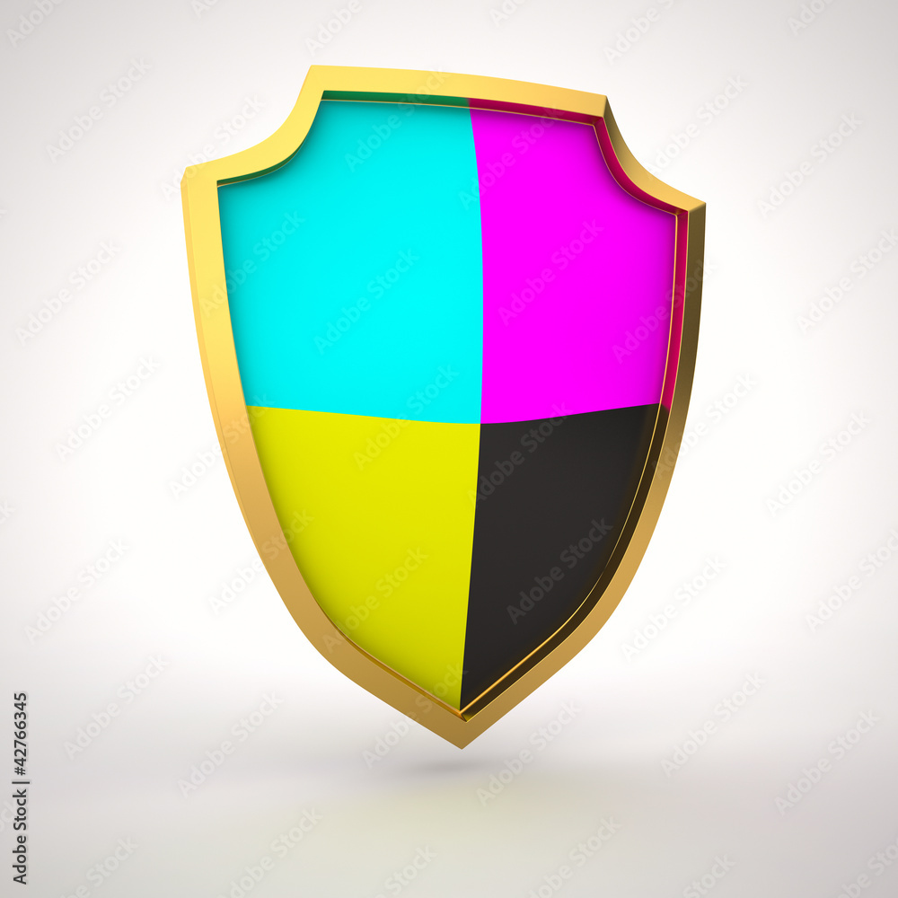 Fototapeta premium Shield of cmyk colors