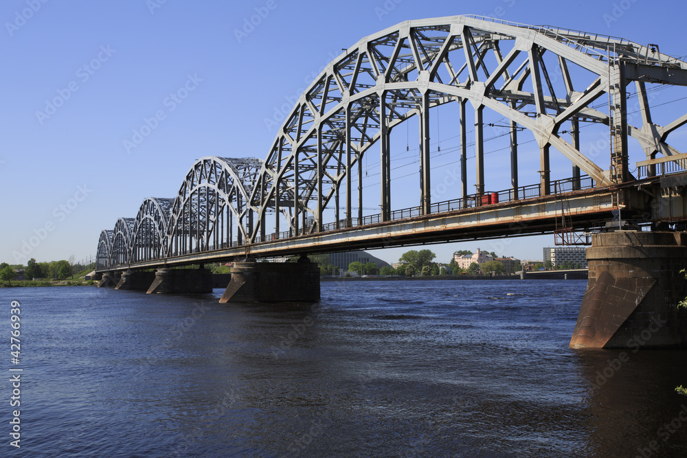Naklejka premium Railway Bridge - Riga - Landscape