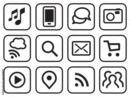 Vector iconset mobile communication lineart