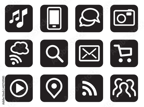 Vector iconset mobile communication black