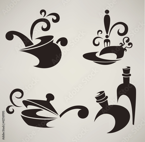 vector collection of cooking equipment and food