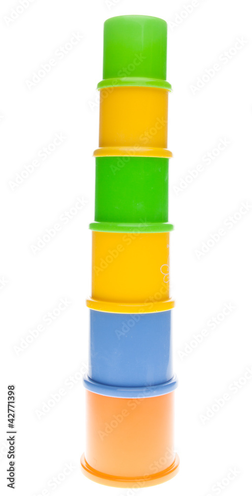 childs toy stacking cups isolated on white background childs toy stacking cups isolated on white background