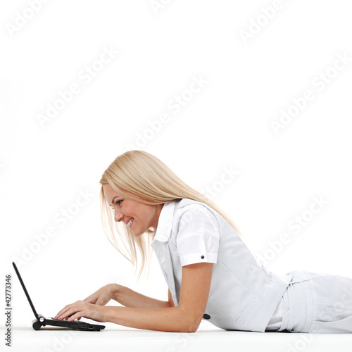 Wall Mural working on laptop