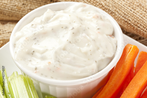 Ranch dressing with carrots and celery