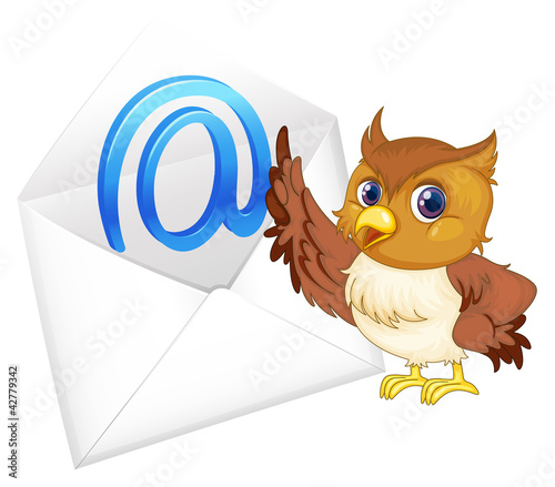 owl with mail envelop photo