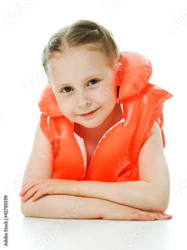 Young girl with lifejacket photo