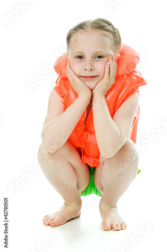 Young girl with lifejacket photo