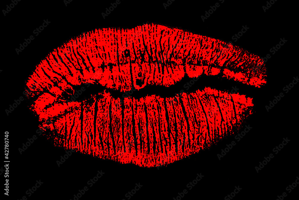 Fototapeta premium red lips isolated on black