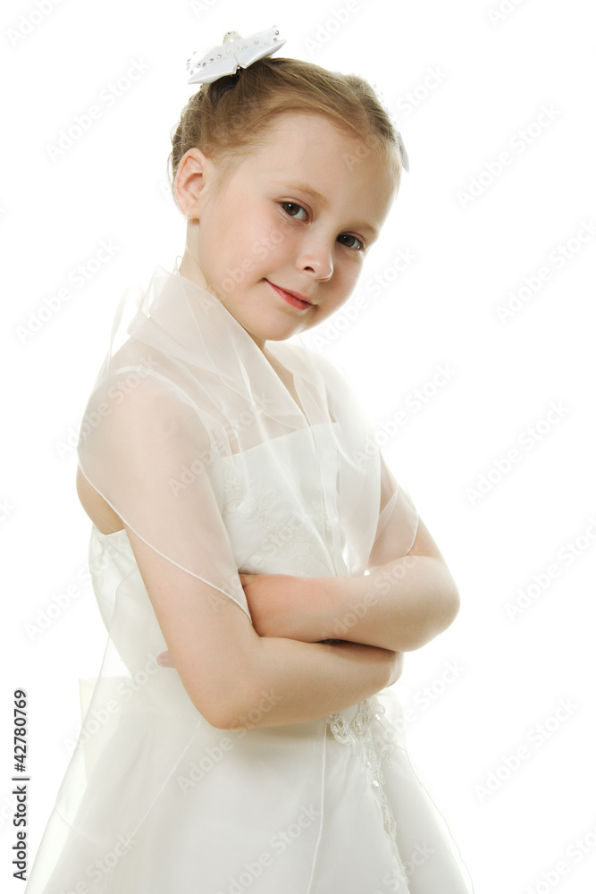 Beautiful girl in white dress