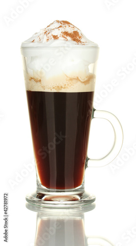 glass of coffee cocktail isolated on white