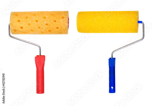 Tableau sur toile Two painting platens on white background