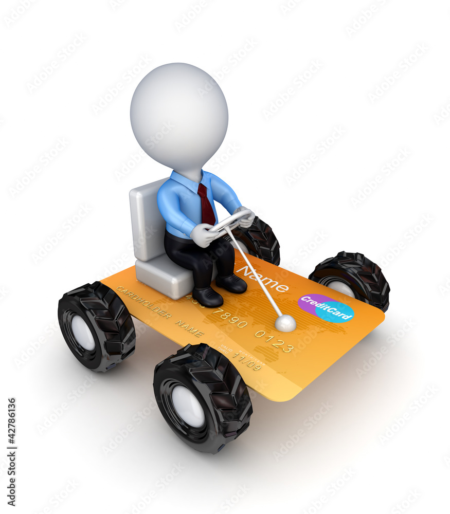 Stylized small car made of credit card. Stylized small car made of credit card.