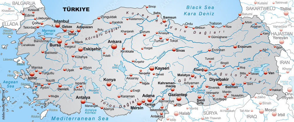 Umgebungskarte der Türkei