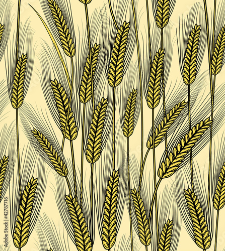 Vector illustration of seamless wheat ears background