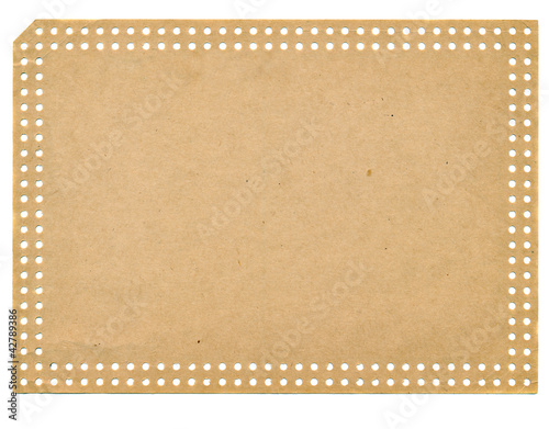 isolated on white vintage empty paper punchcard