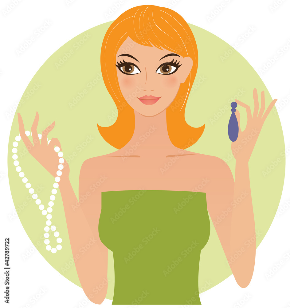 Attractive young woman shopping for jewellery Attractive young woman shopping for jewellery