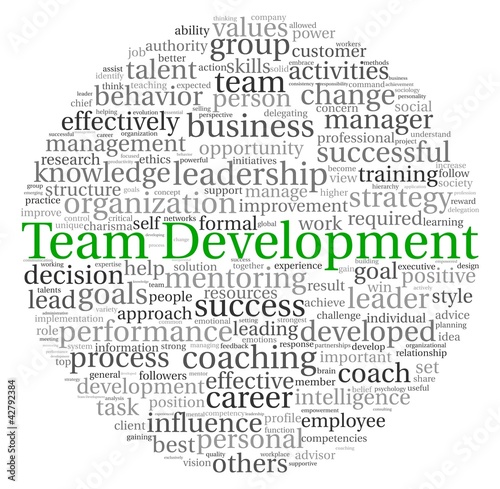 Team Development concept in word tag cloud