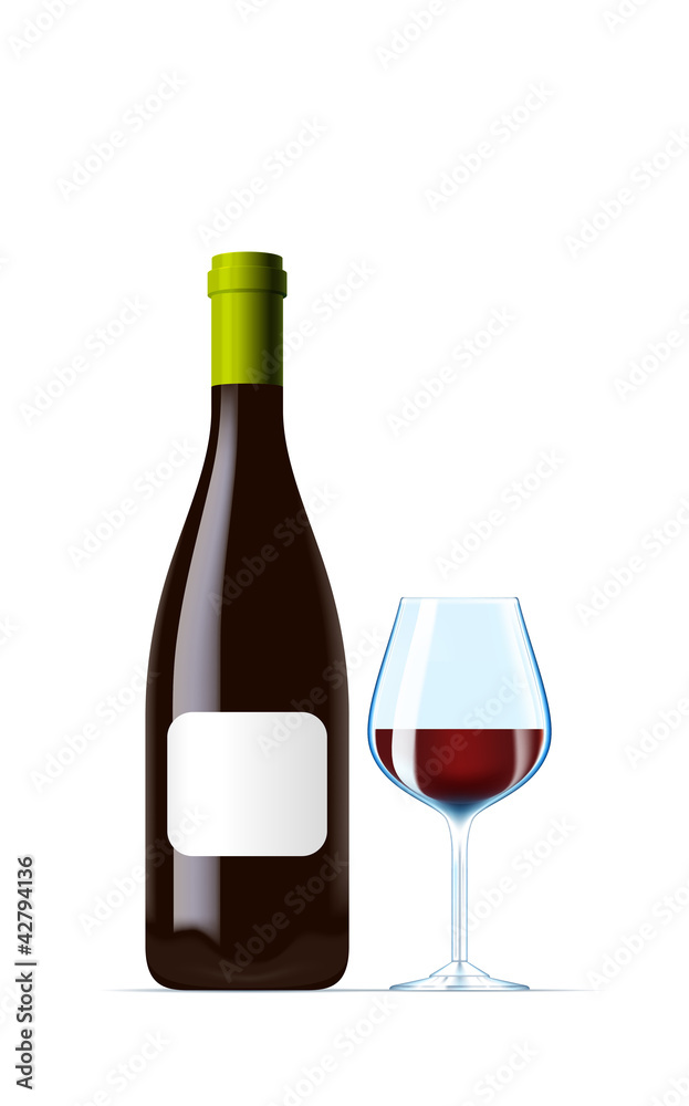Obraz premium Bottle and wine glass