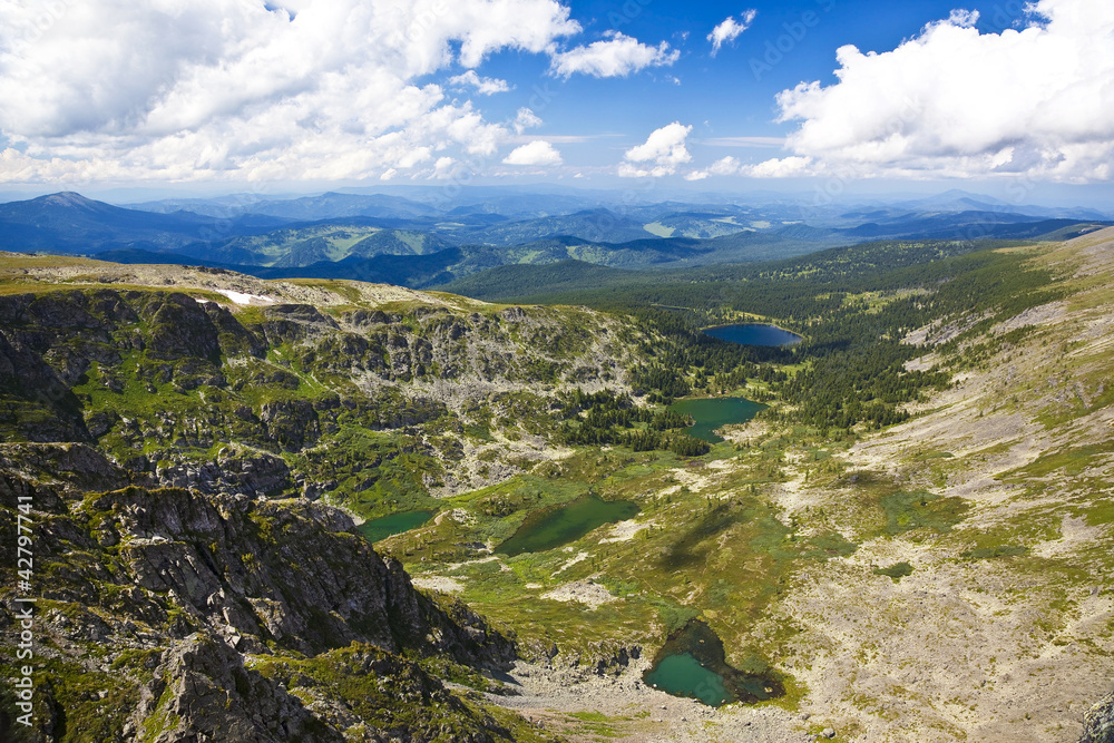Top view of Karakol lakes in Altai mountains. Suberia, Russia Top view of Karakol lakes in Altai mountains. Suberia, Russia
