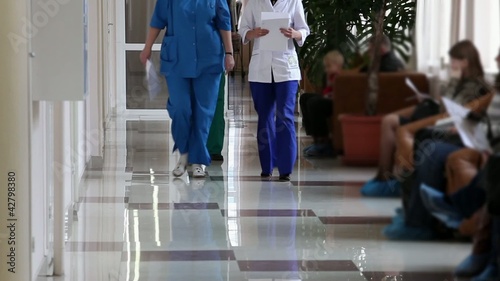 medical team comes the hospital corridor