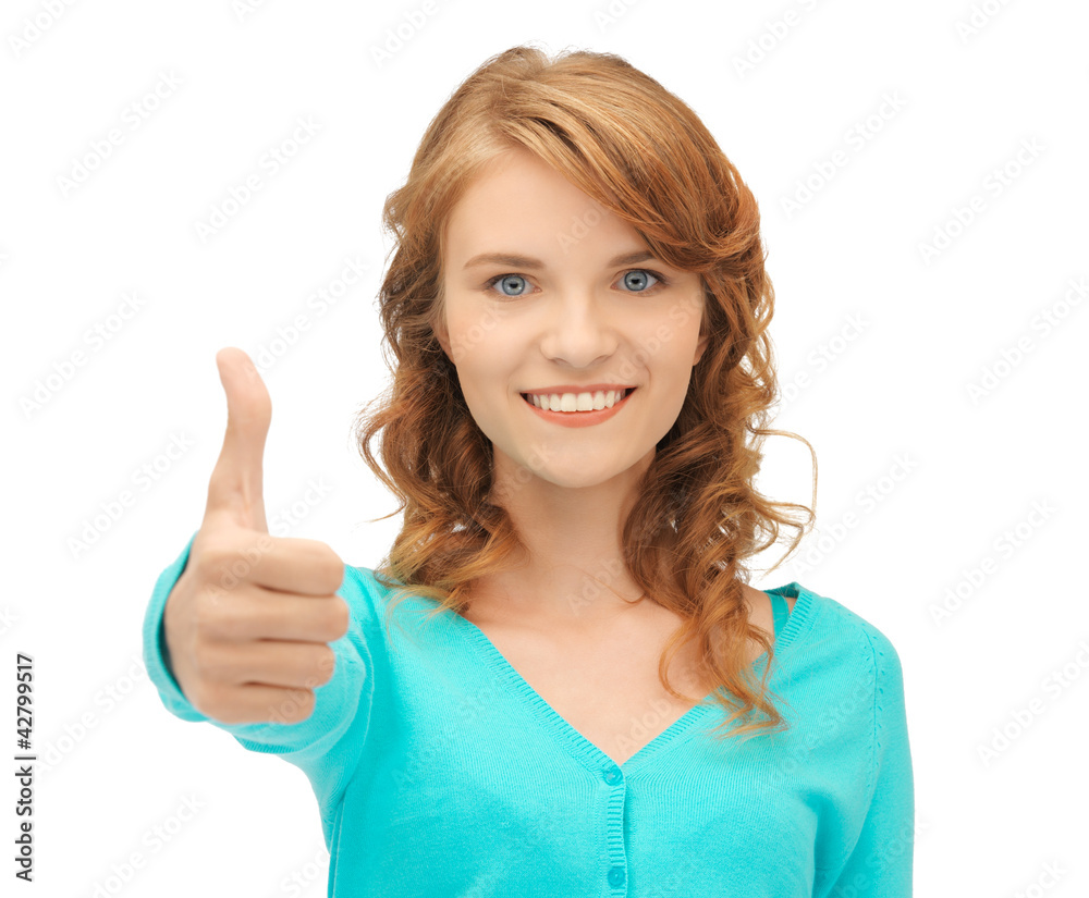 teenage girl with thumbs up teenage girl with thumbs up