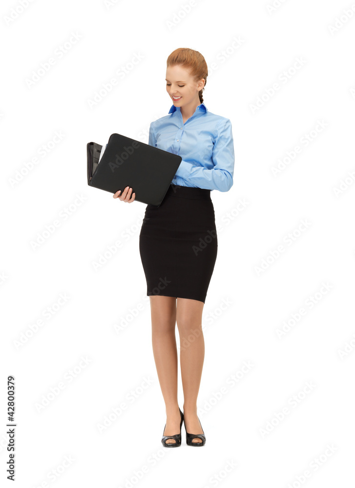 happy woman with folder happy woman with folder