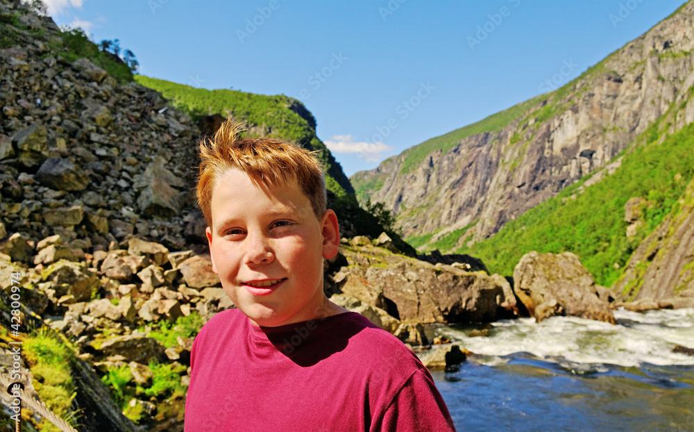 Naklejka premium Boy in the Norway.