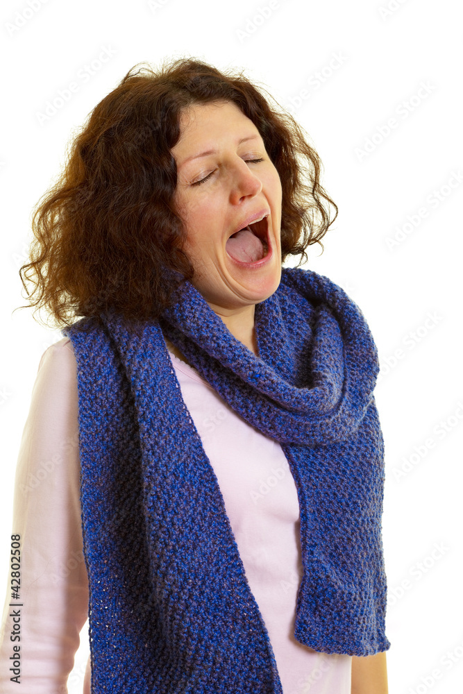 Woman yawning