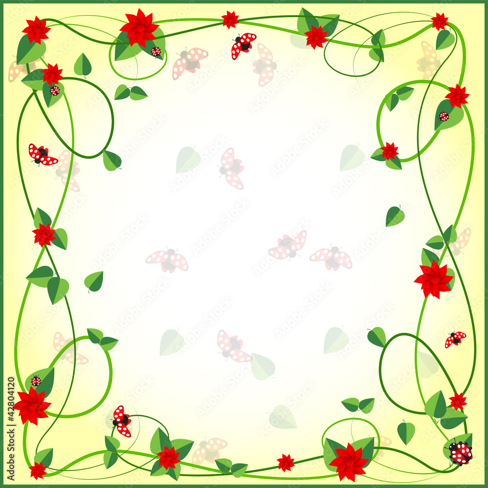 Gift card with ladybug and flowers
