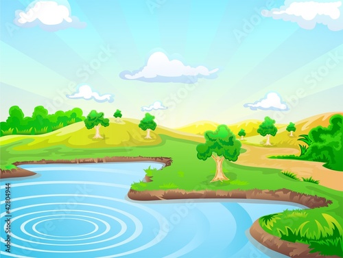 landscape background with lake