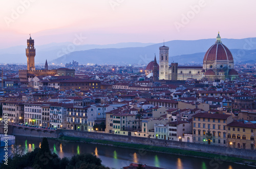 Beautiful sunset over the river Arno in Florence, Italy,