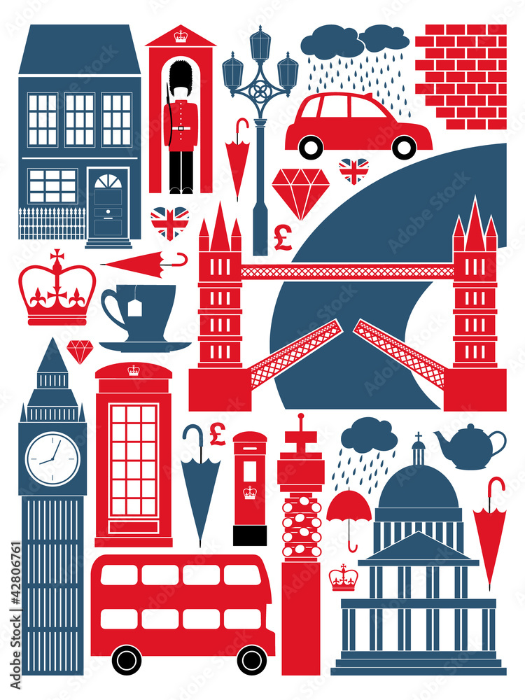 Obraz premium Londyńskie symbole i zabytki