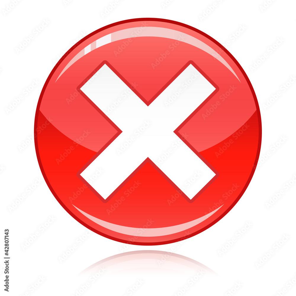 Red cross button - refuse, wrong answer, cancel, delete Red cross button - refuse, wrong answer, cancel, delete