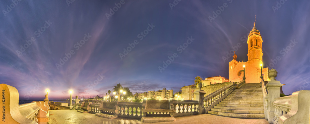 Fototapeta premium Sant Bartomeu i Santa Tecla church at Sitges, Spain