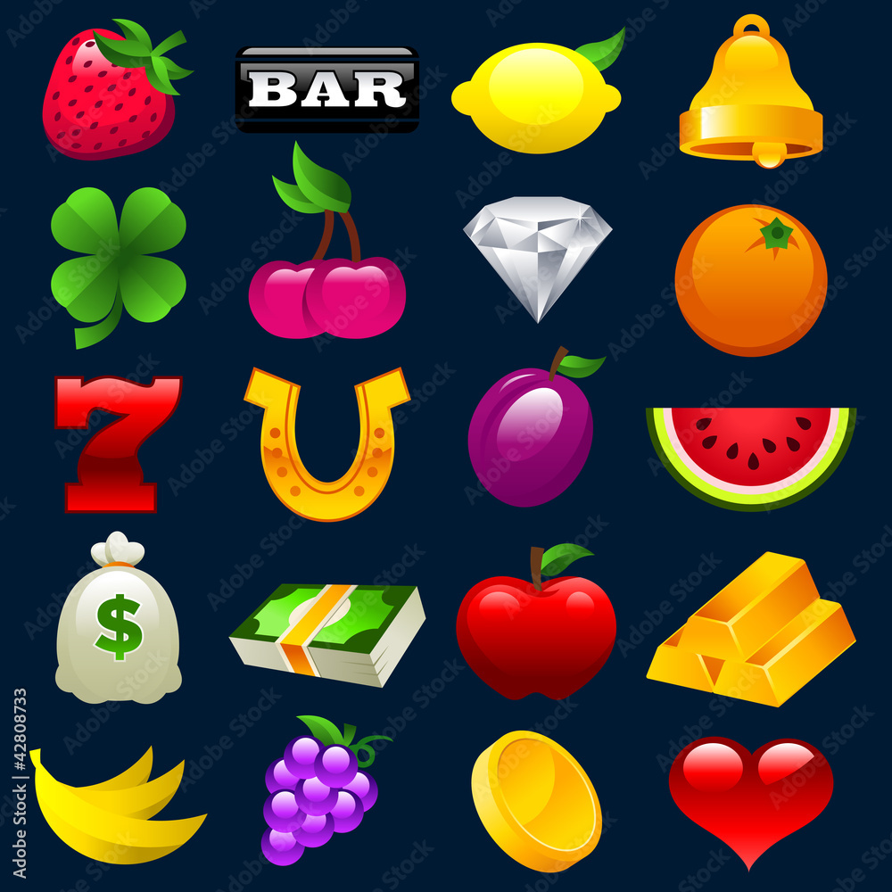 Obraz premium Colorful Slot Machine Icons