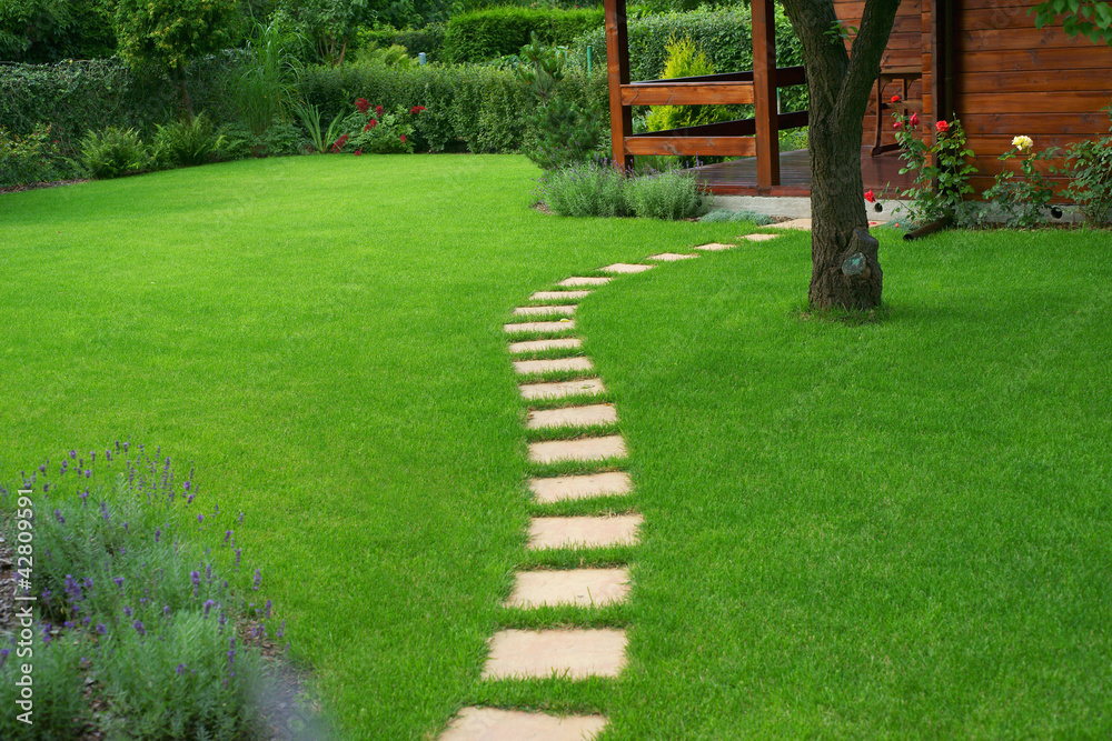 Obraz premium Piękny trawnik i ścieżka