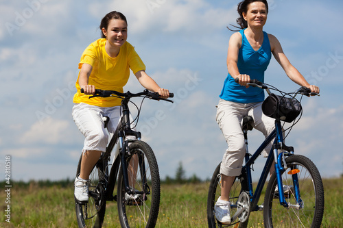 Girls riding bikes