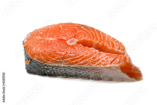 Salmon steak isolated on white background