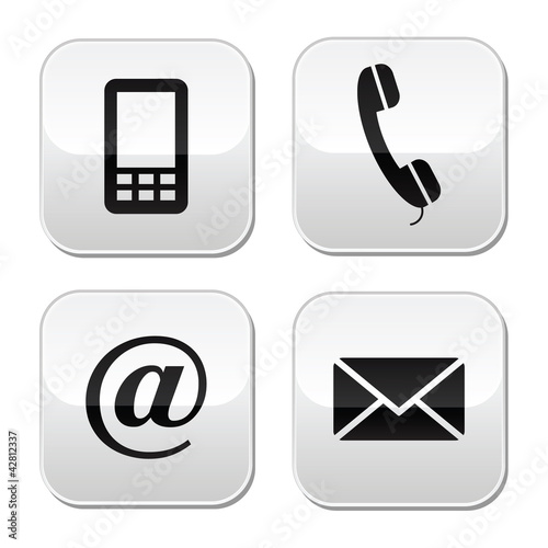 Contact buttons set - email, envelope, phone, mobile icons