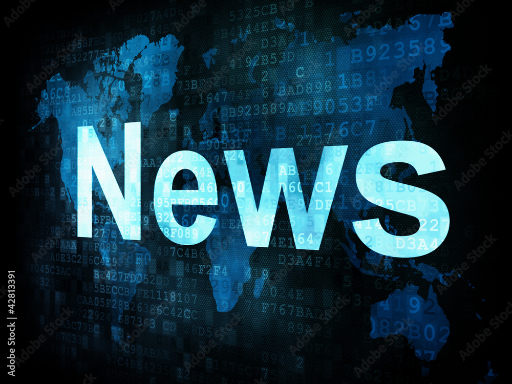 News and press concept: pixelated words News on digital screen. News and press concept: pixelated words News on digital screen.