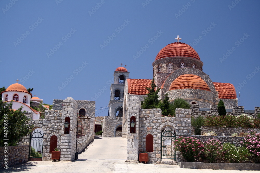 monastery at the island of kalymnos in greece