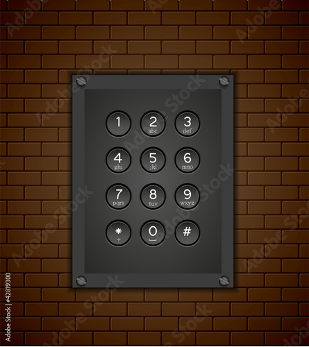 vector phone keypad on brick background. Eps 10