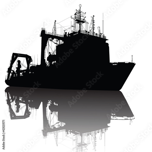 Vector ship detailed silhouette