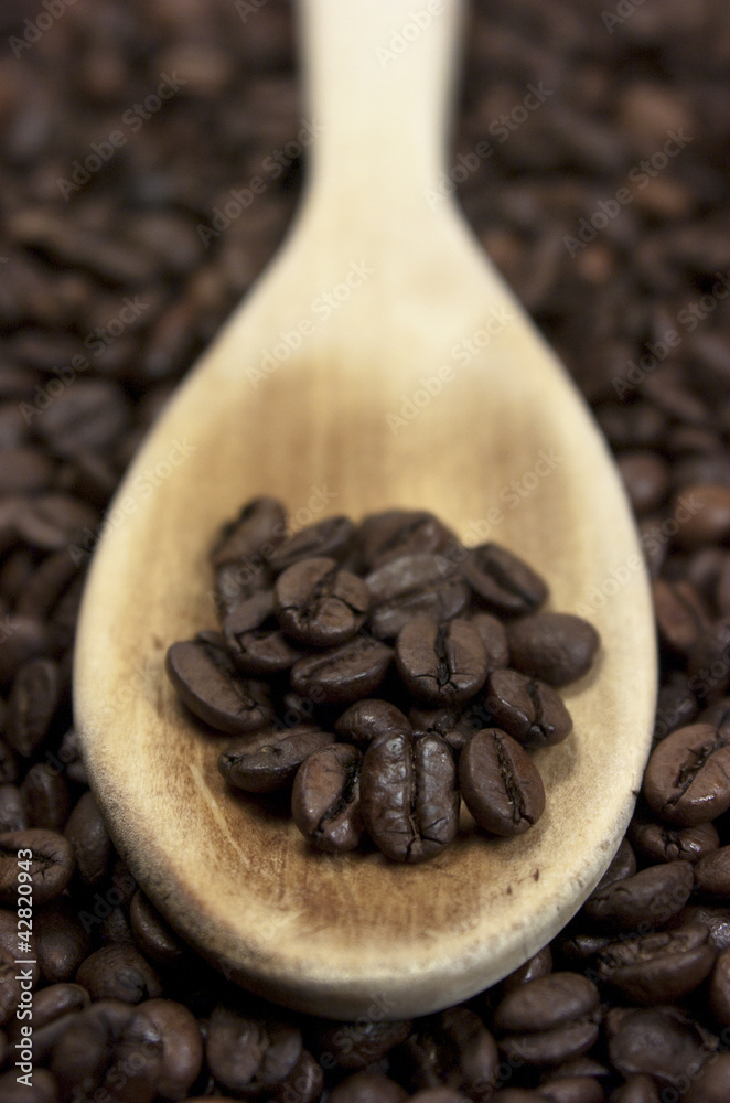 Obraz premium Café, cuchara de madera