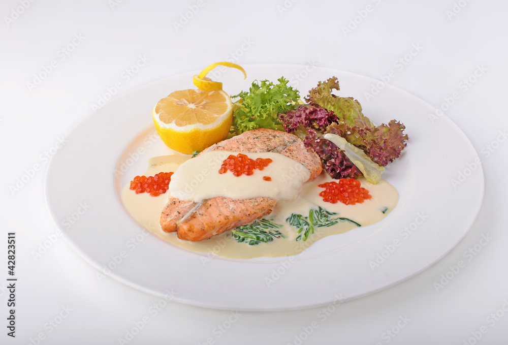 Grilled salmon with sauce Grilled salmon with sauce