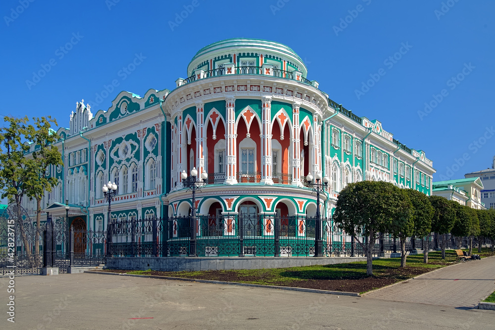 Building in neo-gothic style in Yekaterinburg, Russia