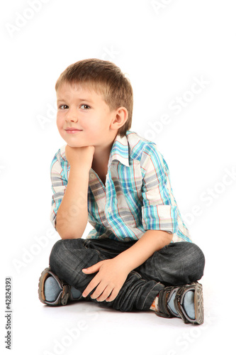 funny little boy with headp...